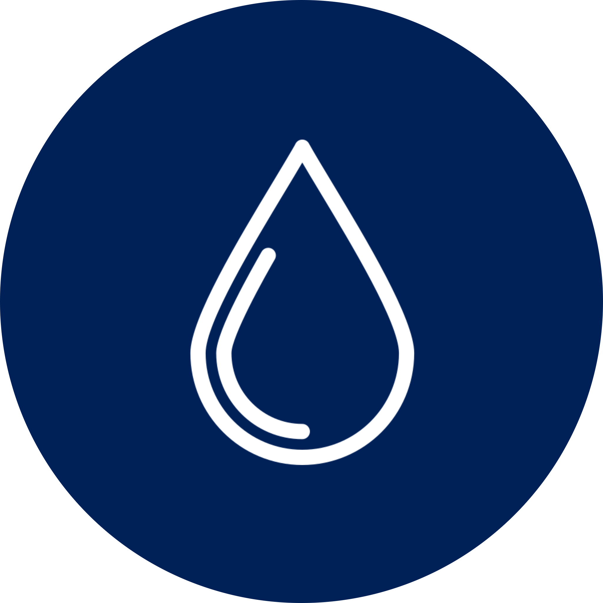 Water droplet icon on blue background.